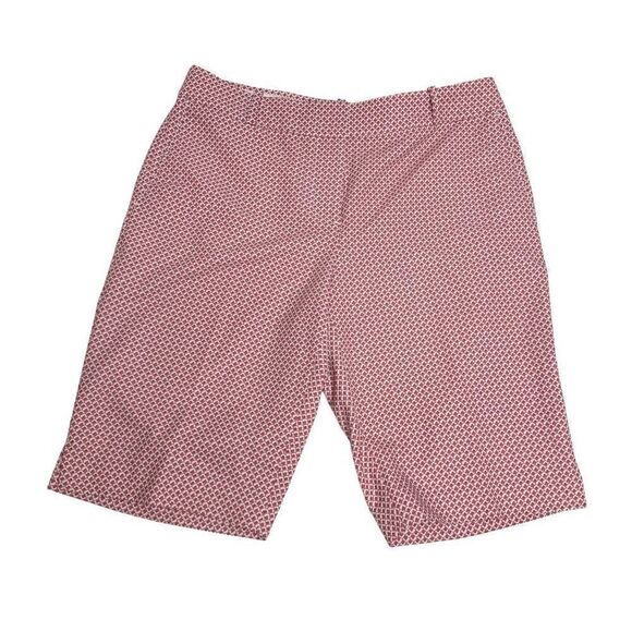 Fairway & Greene pink and white print Bermuda golf shorts size 10 - Picture 1 of 15